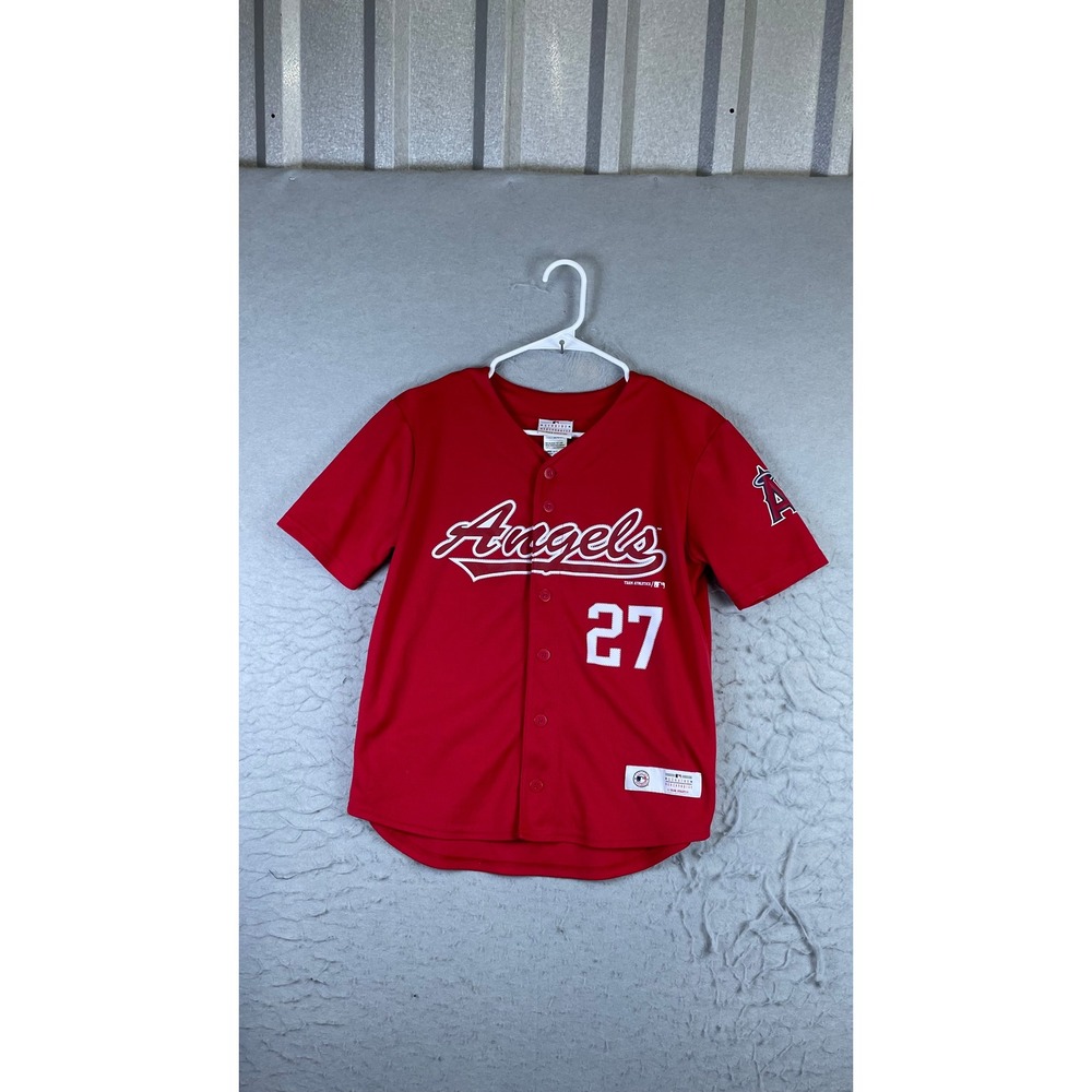 Team Athletics Mike Trout Angels Jersey Youth Large Red Excellent MLB Baseball